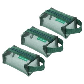 sourcing map Mini Zipper Mesh Bag 2" x 4", 3 Pcs Nylon Small Makeup Zipper Mesh Pouch Cosmetic Case Mesh Storage Bags for Earphone, Credit Card, Dark Green