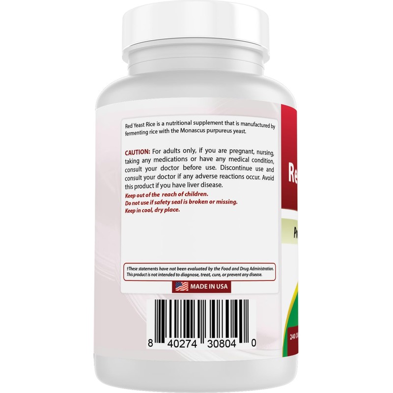 Best Naturals Red Yeast Rice 1200mg Per Serving 240 Capsules