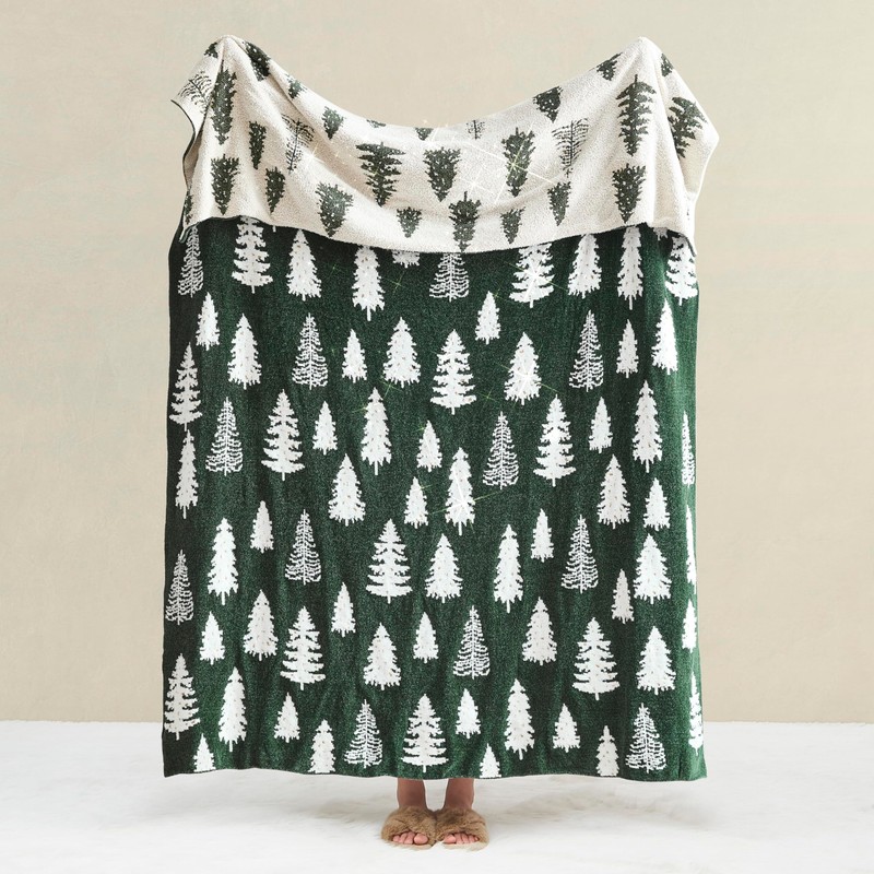 WDCOZY Christmas Throw Blanket Christmas Tree Reversible Super Soft Knitted