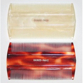 Rhinos Paris Men Facial Hair Beard Comb Thin Fine Tooth Teeth New Made in France - 2 Marbled Beige