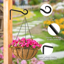 2 Pack Hooks for Hanging, 6inch Plant Hanger Indoor Metal Wall Hooks for Hanging Bird Feeder, Outdoor Hanger Decorative Plant Hooks for Hanging Baskets, Wind Chimes,Lanterns, Home Decor Indoor Outdoor