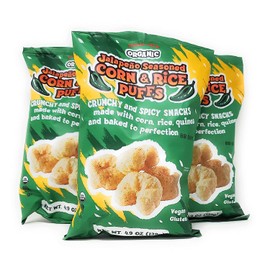 Trader Joe's Organic Jalapeno Seasoned Crunchy Corn & Rice Puffs - PACK OF 3