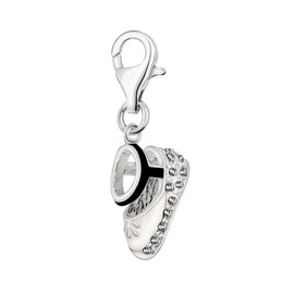 Quiges Women's Charm Pendant Boots with Zirconia Silver-Plated Jewellery for Charm Bracelet, enamel Crystal, Cubic Zirconia