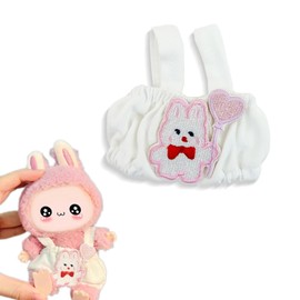 Doll Clothes - 17cm Adjustable Overalls & Hat Set, Kawaii Fashion Outfit for Sitting/Standing Dolls (No Doll Included) (E-02)