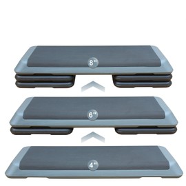 LJLB Adjustable Aerobic Step for Enhanced Fitness Experience, Non-Slip Surface & 3 Adjustable Heights, Home Workouts, Gray