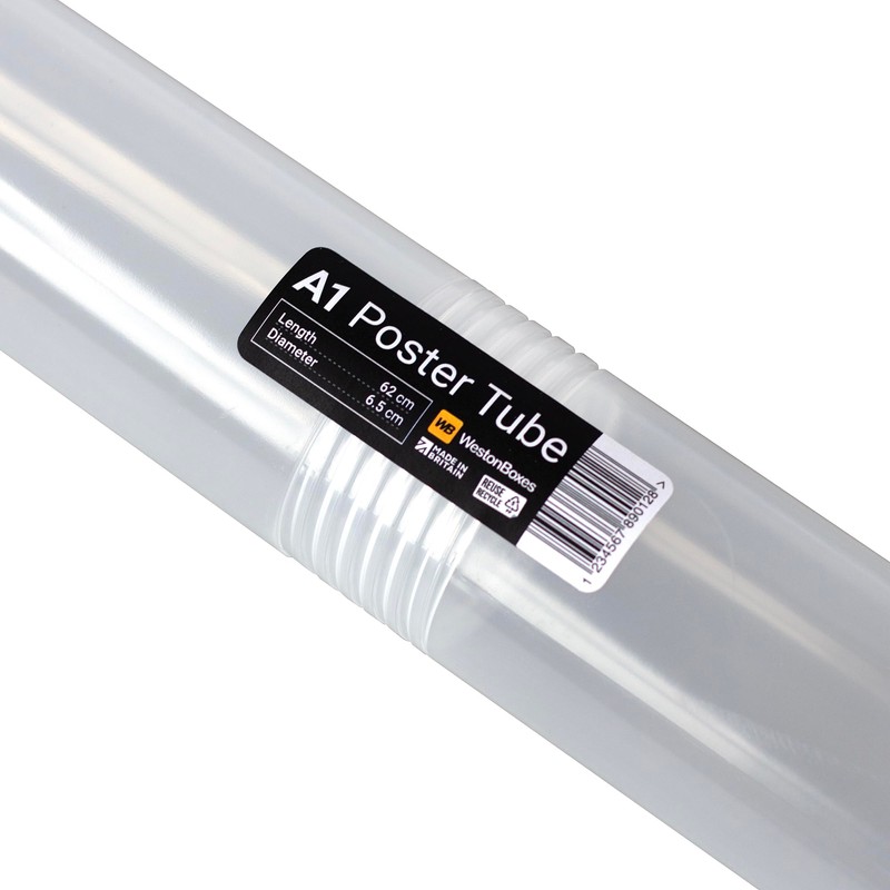 WestonBoxes Storage Tube for Posters, Prints, Drawings & Artwork, Clear