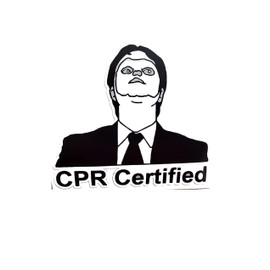 Dwight CPR Certified | Decal Vinyl Sticker | Cars Trucks Vans Walls Laptop | 4" sticker