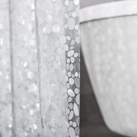 Clear Heavyweight PEVA Shower Curtain Liner, Waterproof with Rustproof Metal Grommets and Weighted Magnetic Hem, BPA-Free, 72 x 72 Inches, Clear Grey, Pebble Pattern