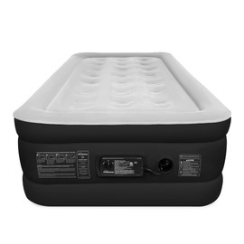 SoundAsleep Products Dream Series Luxury Air Mattress, ComfortCoil Technology, Built-in High Capacity Pump for Home, Camping- Double Height, Adjustable, Inflatable Blow Up, Portable - Twin Size