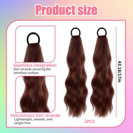 Clip in Ponytail, 2 Pack Dark Brown Ponytail Extensions, Human Hair Ponytail for Daily Styling and Special Occasions, Easy to Use Hair Extensions with Secure