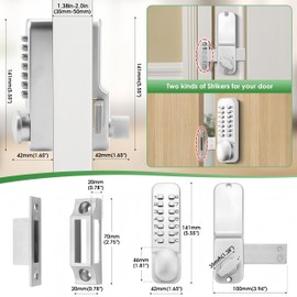 ANNFUZ Mechanical Keyless Keypad Entry Door Knob Lock with Bolt,Single-Sided Passcode Combination Door Handle Lever Set,Interior Exterior Manually Locking,for Front Gate,No Electronic,Pearl Chrome