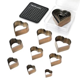 YKSPLUSK 9 Pcs Leather Hole Cutter Tool Set, 9 Sizes Heart Shape Cutter Tools High Carbon Steel, Leather Cutting Dies Kit for DIY Leathercraft, Leather Hollow Punching with Plastic Box