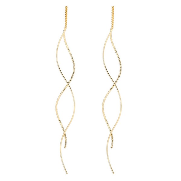Double Linear Curved Tassel Earrings for Women Elegant Handmade Twisted