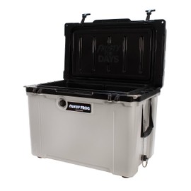 Made in USA Frosted Frog Hyper-Light 54 Quart Hard Cooler Insulated Portable Ice Chest Box for Beach, Beverages, Camping, Fishing, Boat, Barbecue, 30% Lighter Than Rotomolded Coolers (Gray and Black)