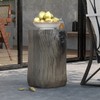 AQUILLA Rustic Stump Side Table, Light Grey Wood-Look End Table,