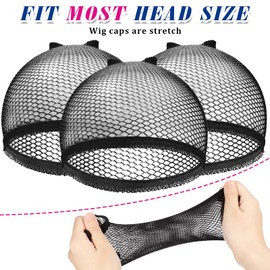 50 Pieces Wig Caps Mesh Net Wig Cap Stocking Wig Caps Stretchy Nylon Wig Caps Liner Weaving Caps Close End Fishnet Wig Cap for Women Girls Men (Black and Light Brown)