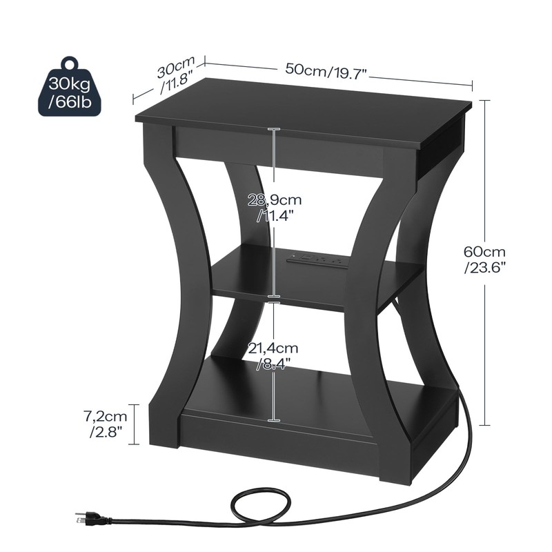 MAHANCRIS End Table with Charging Station, Side Table with USB