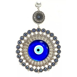 XXL - Evil Eye – Mandala Design - Good Luck Charm Talisman/Amulet/Ornament for Protection, Prosperity, Wealth, Blessing, Bring Attraction for Financial Success and Love, Hanging Style for Decoration.