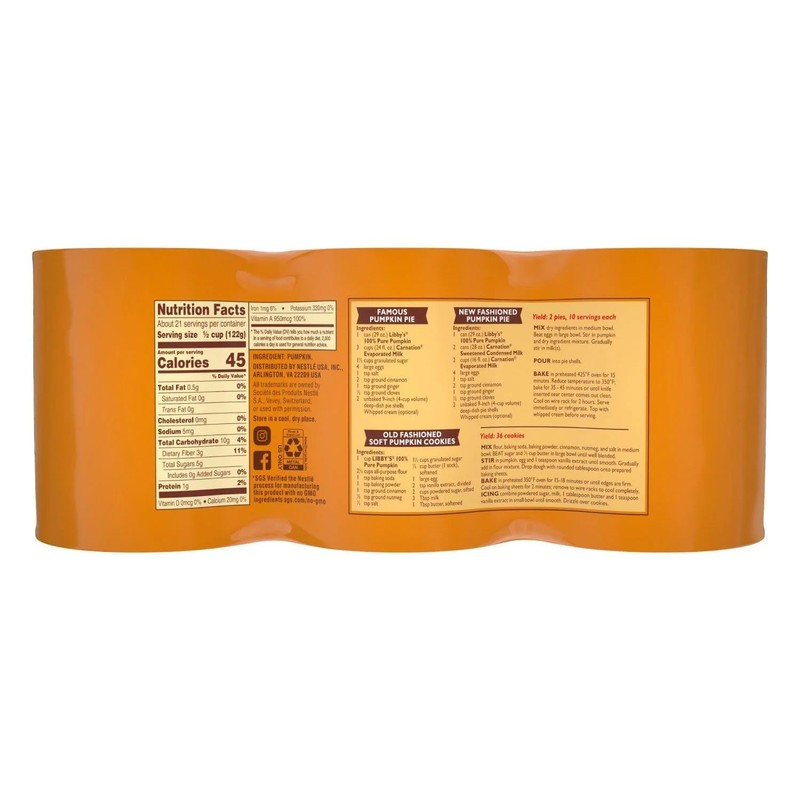 100% Pure Pumpkin, 29 oz., 6 pk.