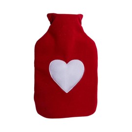 Hot Water Bottle with Heart, 100% Polyester Cover, approx. 32 x 20 cm for 2 Liter Capacity 10/5157