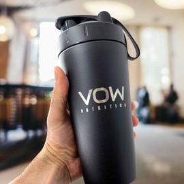 Premium Stainless Steel Matt Black Protein Shaker | Durable Water Bottle, Leak-Proof, Dishwasher Safe | VOW Nutrition, 700 ml (700 ml, Matte Black)