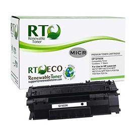Renewable Toner Compatible MICR Toner Cartridge High Yield Replacement for HP 53X Q7553X Laser Printers P2015 M2727