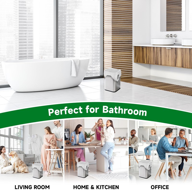 2 Gallon Small Bathroom Trash Bags - White With Handle