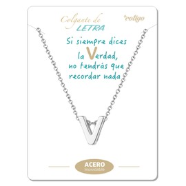 cotigo Initial Necklace Stainless Steel Women's Necklace with Small Letter A-Z Pendant - Jewellery Gift for Mother, Birthday, Girlfriend or Friends, Colour Silver and Golden, stainless steel