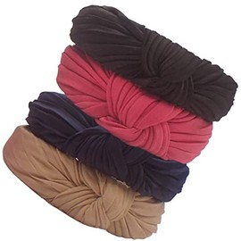 Topkids Accessories Cute Luxury Fabric Knot Headband 3pcs Set, Colourful Headbands, Alice Bands for Women & Girls, Perfect Party Knotted Bandana-Style Womens Hair Accessories