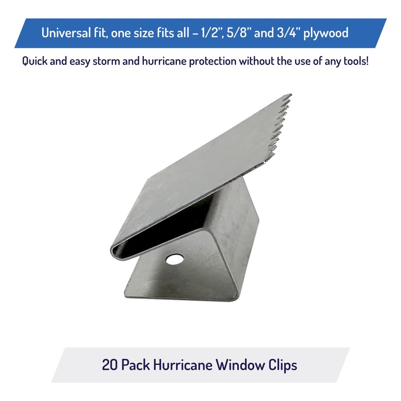 Hurricane Window Clips, Universal Fit 1/2" - 5/8" - 3/4",