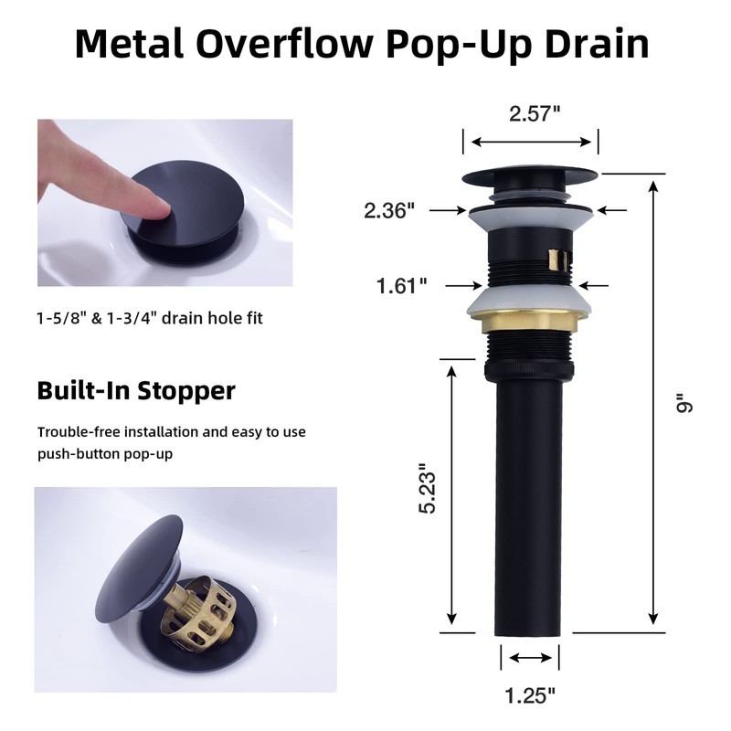 TRUSTMI Matte Black Bathroom Faucet Brass 2 Handle 8 Inch