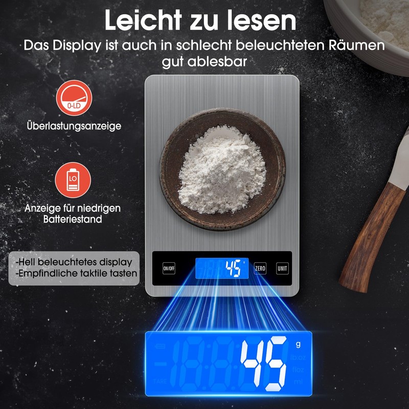 Kitchen Scales with LCD Display (White)