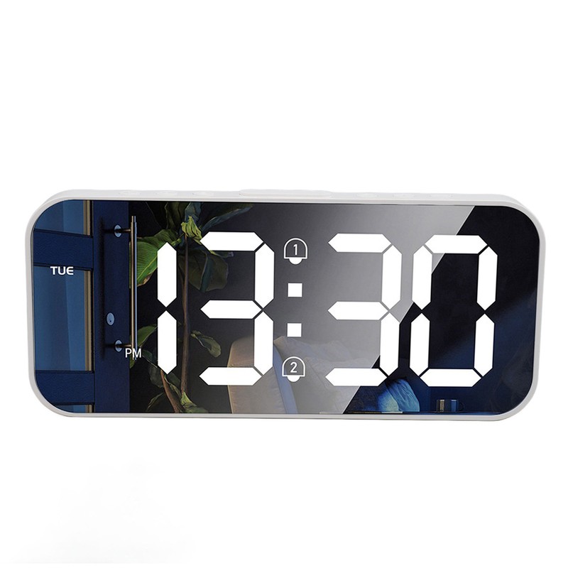 LED Mirror Electronic Clock Adjustable Brightness 6.7 Inch HD Digital