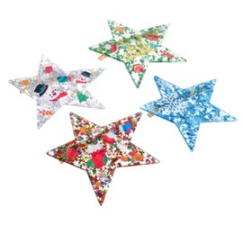 Ipetboom Christmas Hair Ties Bulk Set 4pcs Metal Acrylic Star Hair Clips for Women Clip Headpiece Accessory