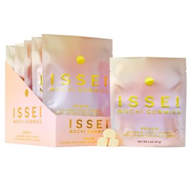 ISSEI Mochi Gummies | Dye-Free Candy with Colors from Natural Sources | Gelatin-Free | Plant-Based | Non-GMO | Real Sugar | Award-Winning Japanese Candy (2oz (Pack of 6), Peach)