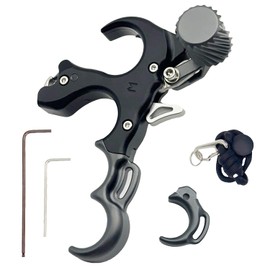 WGNVISREHY Bow Release for Compound Bow, Adjustable 3/4 Finger Thumb Release Aid with Wrist Strap & Wrench, Aluminum Alloy Archery Release Aid, Ambidextrous for Left & Right Hand, Hold up to 200lbs