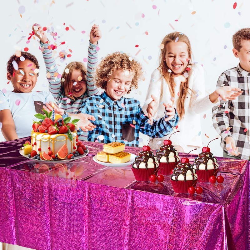 JXPARTYY 8 Pack Iridescent Plastic Tablecloths for Rectangle Tables,Disposable Party