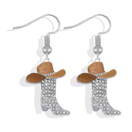 Western Outfit for Women Silver Rhinestone Boho Earrings Country Concert Clothing Hanging Accessories for Women, Zinc, No Gemstone
