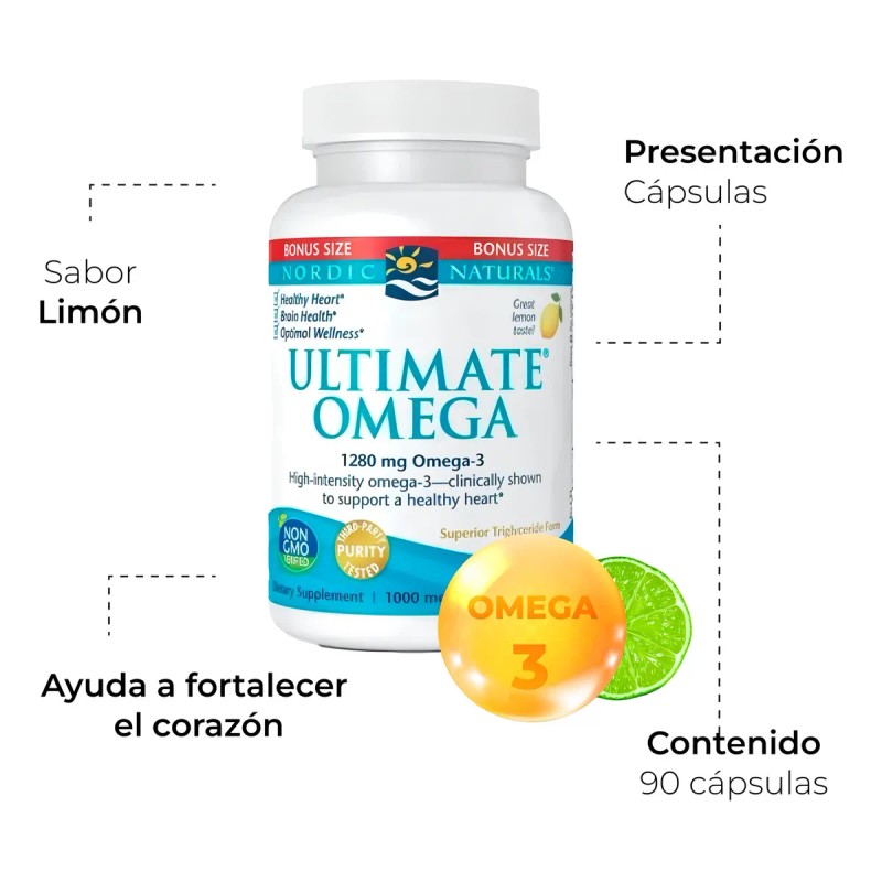 Ultimate Omega-3 Nordic Naturals 1280 Mg Sabor Limón 90 Caps