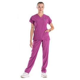 ELLYSHINE Medical Uniforms & Scrubs Set | V-Neck Scrub Top and Drawstring Scrub Pants (XL, Light Purple)