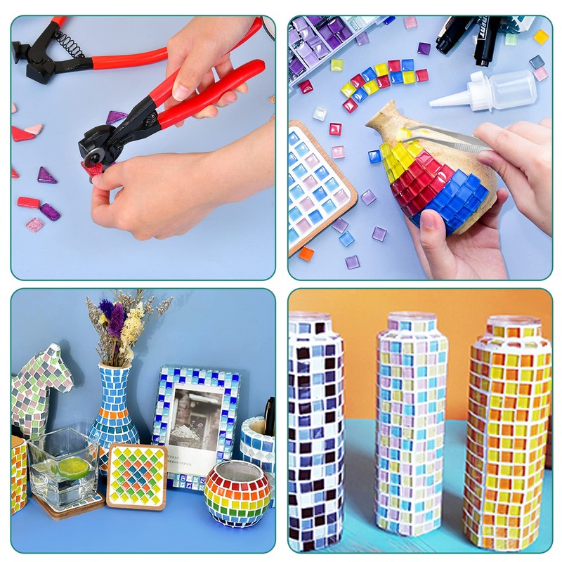 Worldity 19 Pcs Mosaic Tools Kit, Heavy Duty Glass Mosaic