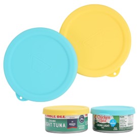 LUVCOSY 2PCs 4-inch Silicone Can Lids for Bumble Bee and Chicken of the Sea 12oz Tuna Can, Reusable Can Toppers for 4-inch Can, Can Cover for Canned Good, Freezer Dishwasher Safe (Can NOT Included)