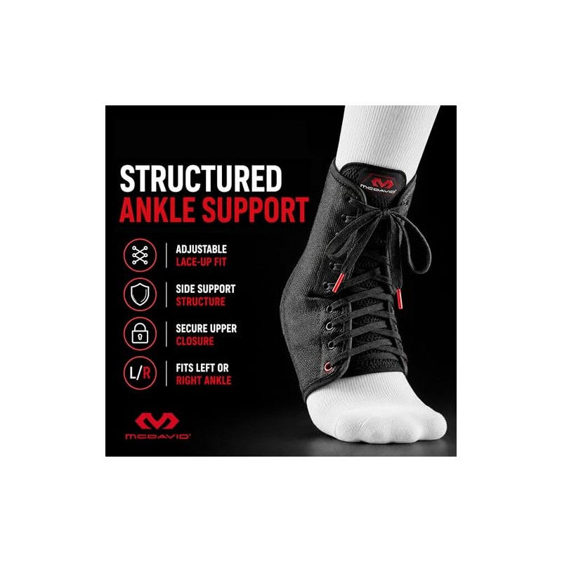 Mcdavid Classic Lightweight Laced Ankle Brace, Black, Small Classic