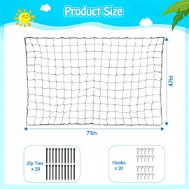 RAWILL 71" x 47" Extra Large Pool Float Storage Net- Hanging Mesh Organizer for Inflatable Toys, Balls & Rafts - Includes Screws & Zip Ties for Secure Installation