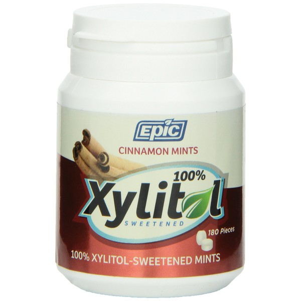 Epic Dental 100% Xylitol Sweetened Breath Mints, Cinnamon, 180 Count