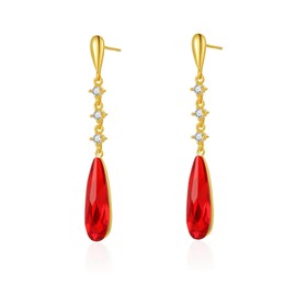 Sunttifen Austrian Crystal Drop Earrings Long Earrings Gold-Plated Silver Jewellery Gift for Wife Mother Wife, Crystal