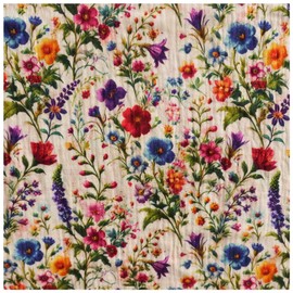 Muslin Flower Double Gauze Digital Print from 0.5 m x 1.38 m Cotton Fabric Sold by the Metre, Motif: Flowers 8