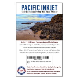 8.5x11 50-Sheets Professional Quality Luster Inkjet Photo Printing Paper 11mil 268gsm For Photo Prints That Last Generations And Are Fingerprint Resistant(8.5-x-11-inch)