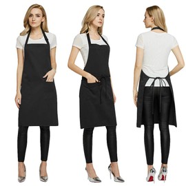 Autuki G1 Simple Apron with Pockets, Cafe-Style Apron, For Work, Gardening, Wrinkle Resistant, Adjustable, Solid Color, Stylish, Childcare Workers, Easy to Move In, Waist Tie, Unisex, 10 Colors