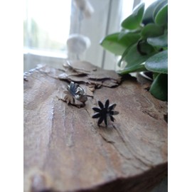 Silver margarite daisy flower stainless steel studs, silver-coloured earrings, flower, flower, anti-allergic, stud, flower of life